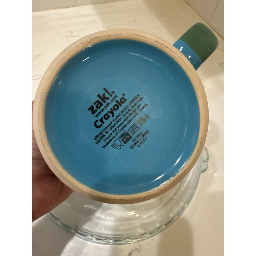 Zak! Crayola BREATHE DEEP Coffee Mug Blue & Green With Handle 16 oz